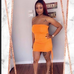 Drawstring Wrap Chest Party Mini Dress